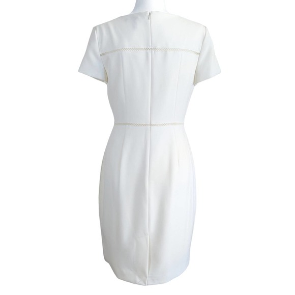 Halston Heritage White Ivory Knee Length Short Sleeve Sheath Dress Size 8 - Picture 6 of 11